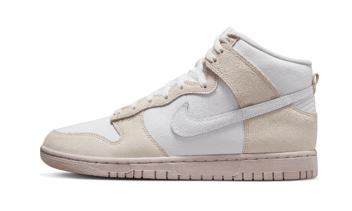 Overkicks - Nike Dunk High Retro PRM Cracked Leather Swoosh (DV0822-100) - vista lateral
