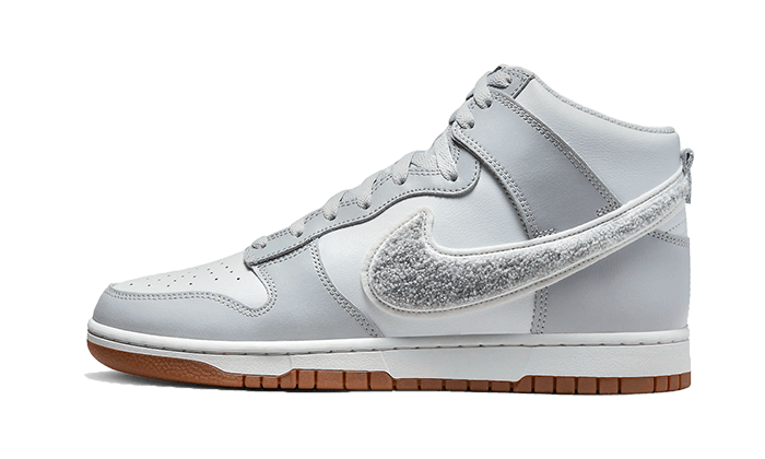Overkicks - Nike Dunk High University Chenille Swoosh Light Smoke Grey (DR8805-003) - vista lateral