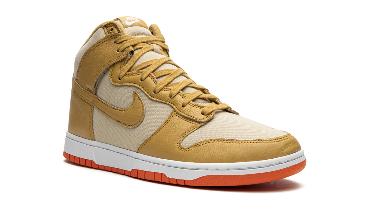 Overkicks - Nike Dunk High Wheat Gold Safety Orange (DV7215-700) - detalle lateral interior