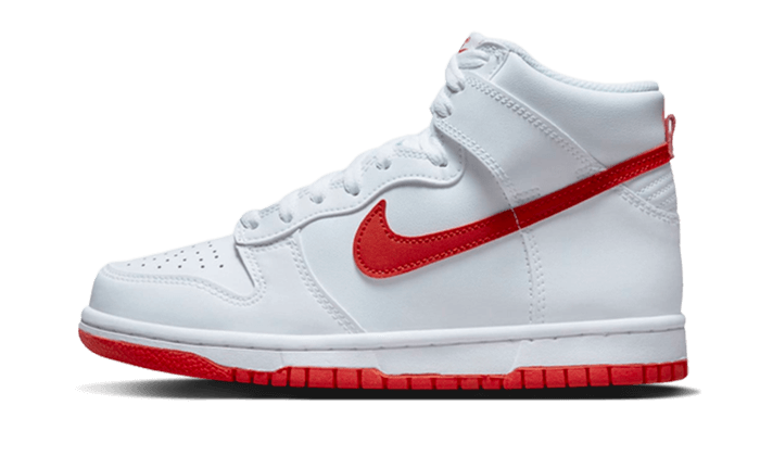 Overkicks - Nike Dunk High White Picante Red (DV0828-100) - vista lateral