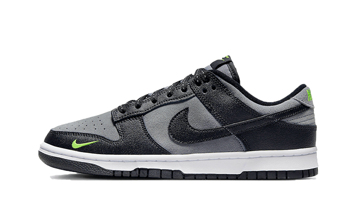 Overkicks - Nike Dunk Low Black Cool Grey Volt Mini Swoosh (FQ2205-001) - vista lateral