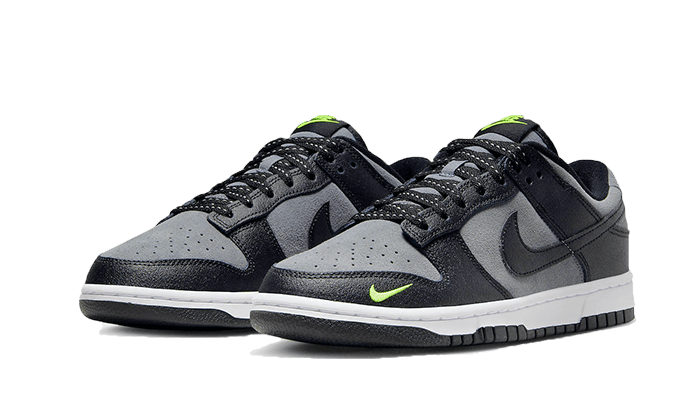 Overkicks - Nike Dunk Low Black Cool Grey Volt Mini Swoosh (FQ2205-001) - vista trasera
