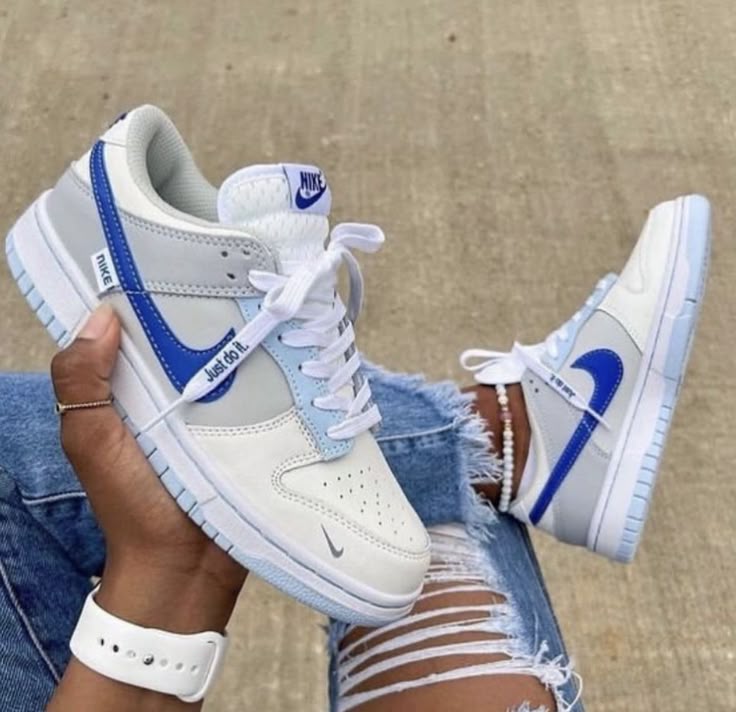Overkicks - Nike Dunk Low Ivory Hyper Royal (GS) (FB1843-141) - imagen 2