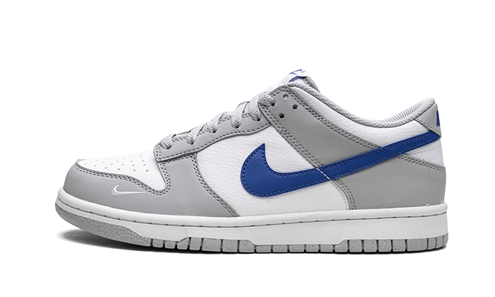 Overkicks - Nike Dunk Low Mini Swoosh Wolf Grey Game Royal (FN3878-001) - vista lateral