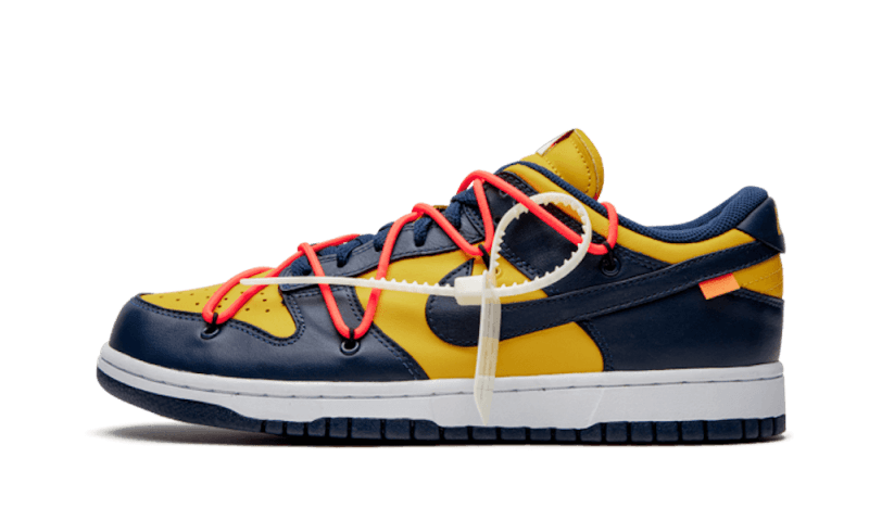Overkicks - Nike Dunk Low Off-White University Gold (CT0856-700) - vista lateral