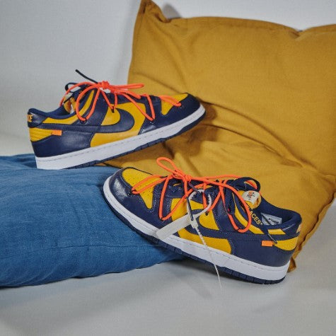 Overkicks - Nike Dunk Low Off-White University Gold (CT0856-700) - detalle etiqueta