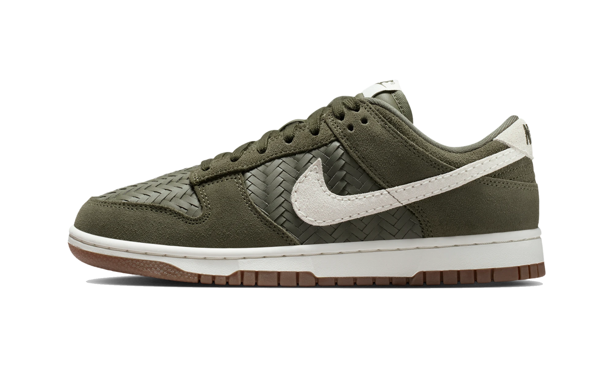 Overkicks - Nike Dunk Low Premium SE Woven Medium Olive Gum (IB6161-200) - vista lateral