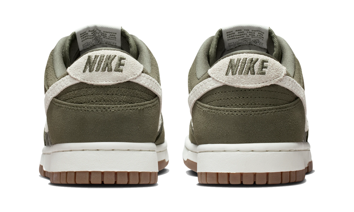 Overkicks - Nike Dunk Low Premium SE Woven Medium Olive Gum (IB6161-200) - detalle talón