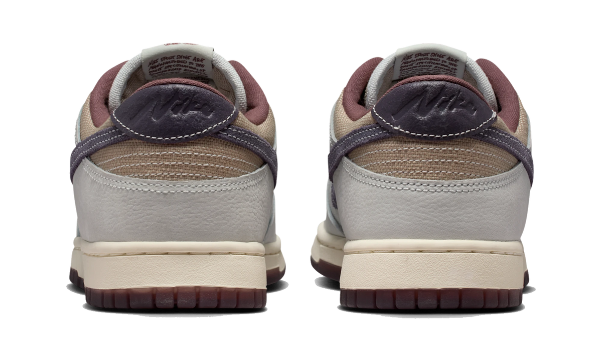 Overkicks - Nike Dunk Low Retro SE Off White Moon Particle Dark Raisin (IB6752-100) - detalle talón