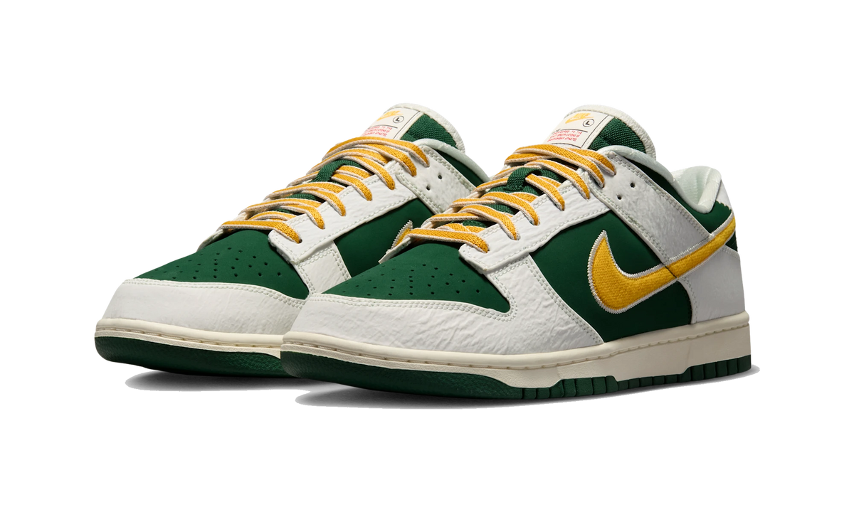 Overkicks - Nike Dunk Low Retro Varsity Jacket Sail Fir University Gold (IM4413-100) - vista trasera