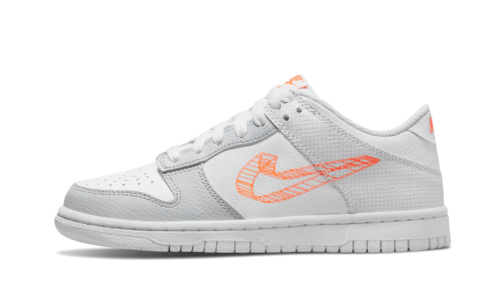 Overkicks - Nike Dunk Low SE 3D Swoosh Pure Platinum Total Orange (DR0171-100) - vista lateral