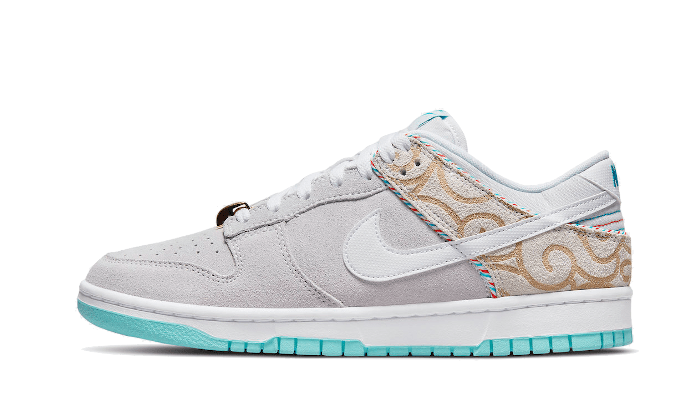 Overkicks - Nike Dunk Low SE Barber Shop Grey (DH7614-500) - vista lateral