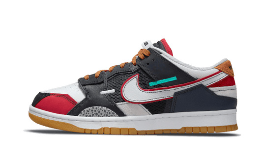 Overkicks - Nike Dunk Low Scrap Black Grey University Red (DN1775-001) - vista lateral