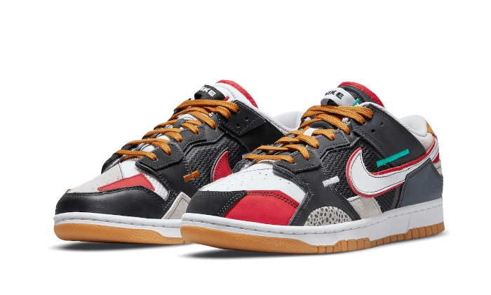 Overkicks - Nike Dunk Low Scrap Black Grey University Red (DN1775-001) - vista trasera