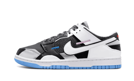 Overkicks - Nike Dunk Low Scrap Black Neutral Grey University Blue White (DN5381-001) - vista lateral