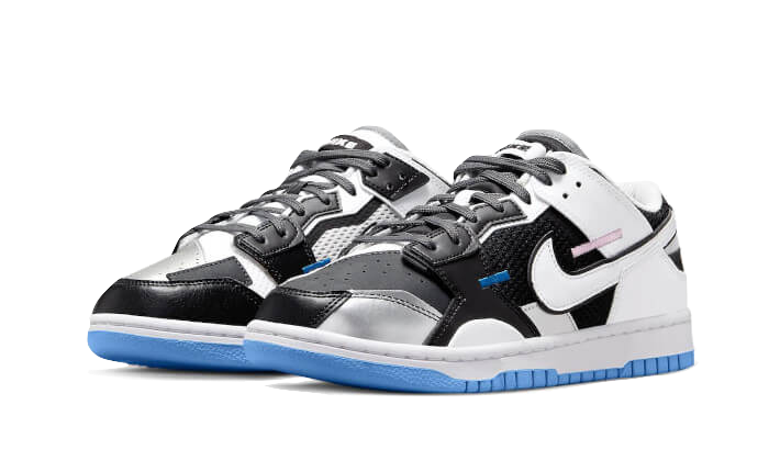 Overkicks - Nike Dunk Low Scrap Black Neutral Grey University Blue White (DN5381-001) - vista trasera