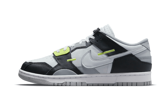Overkicks - Nike Dunk Low Scrap Wolf Grey Light Lemon Twist (DC9723-001) - vista lateral