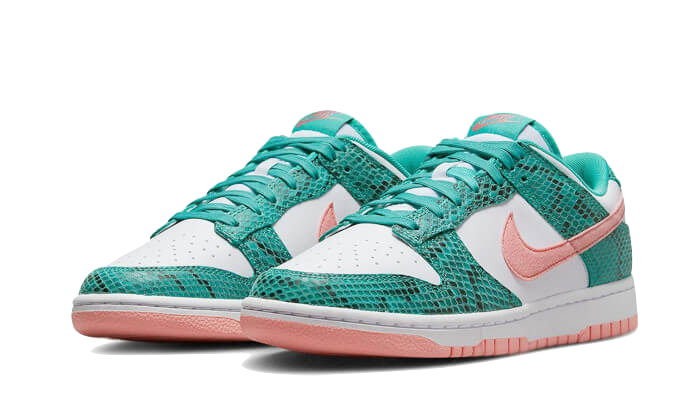 Overkicks - Nike Dunk Low Snakeskin Washed Teal Bleached Coral (DR8577-300) - vista trasera