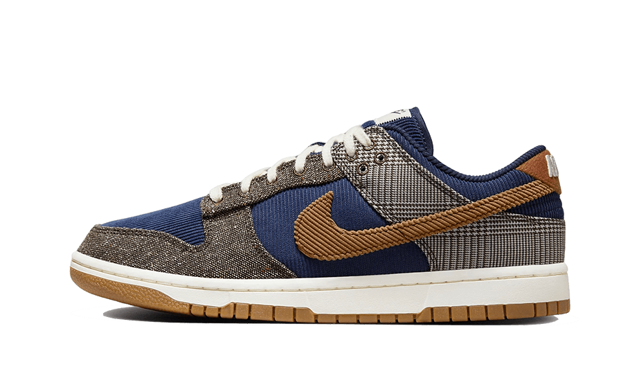 Overkicks - Nike Dunk Low Tweed Midnight Navy Corduroy (FQ8746-410) - vista lateral
