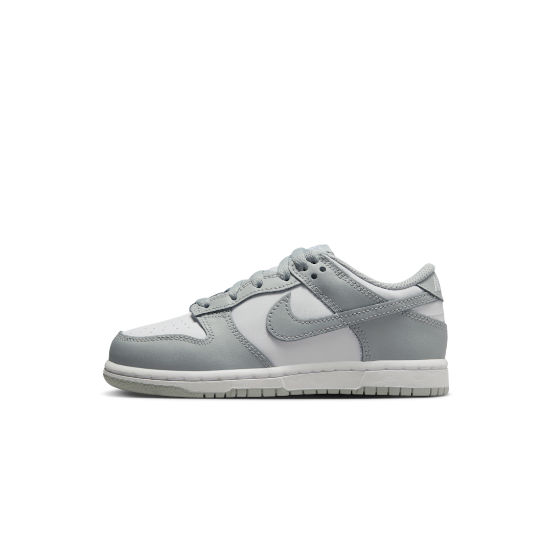 Overkicks - Nike Dunk Low White Light Smoke Grey (PS) (FB9108-123) - vista lateral