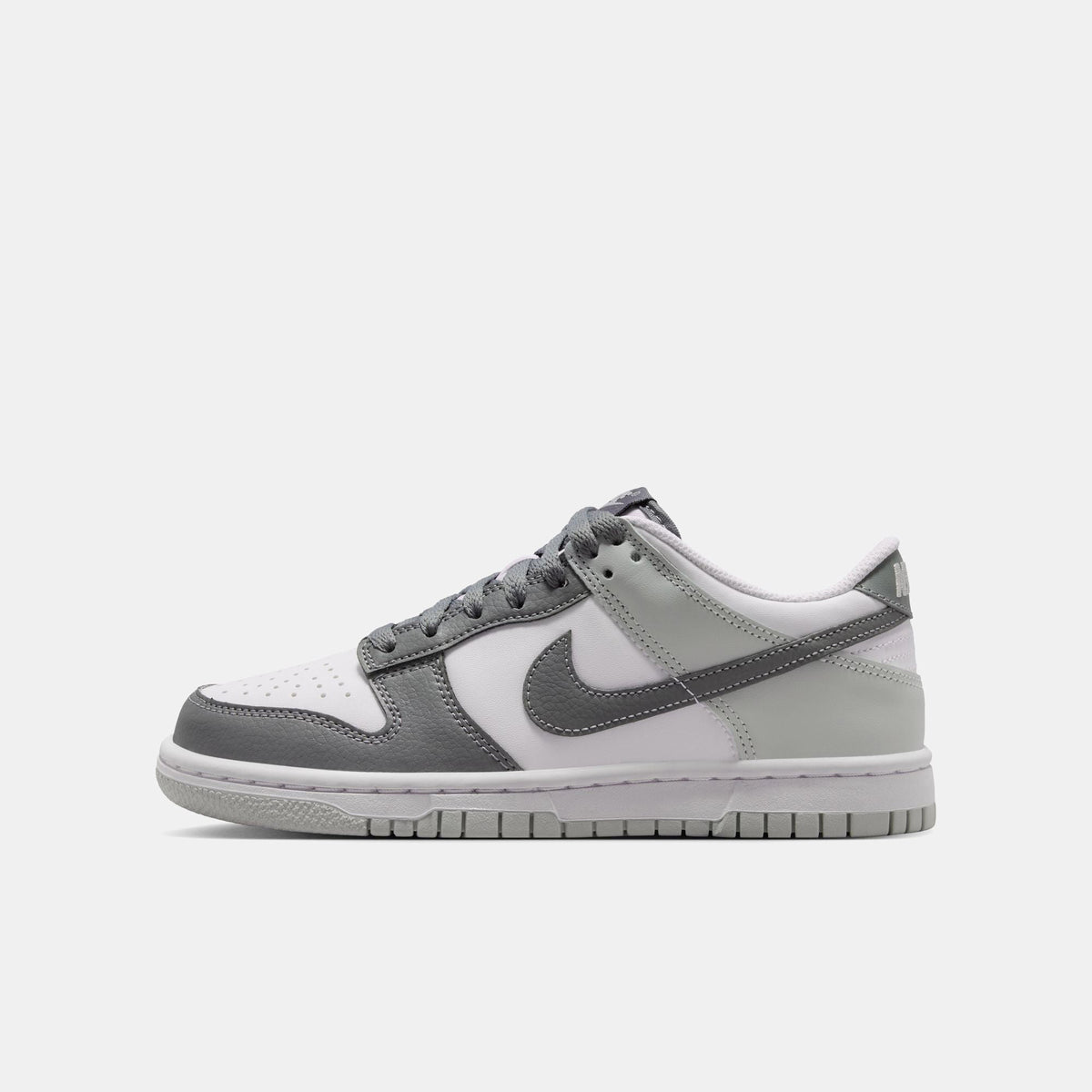 Overkicks - Nike Dunk Low White Smoke Grey Fog (GS) (IQ0804-102) - vista lateral