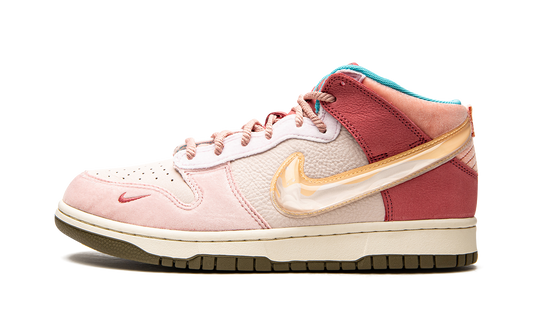 Overkicks - Nike Dunk Mid Social Status Free Lunch Strawberry Milk (DJ1173-600) - vista lateral
