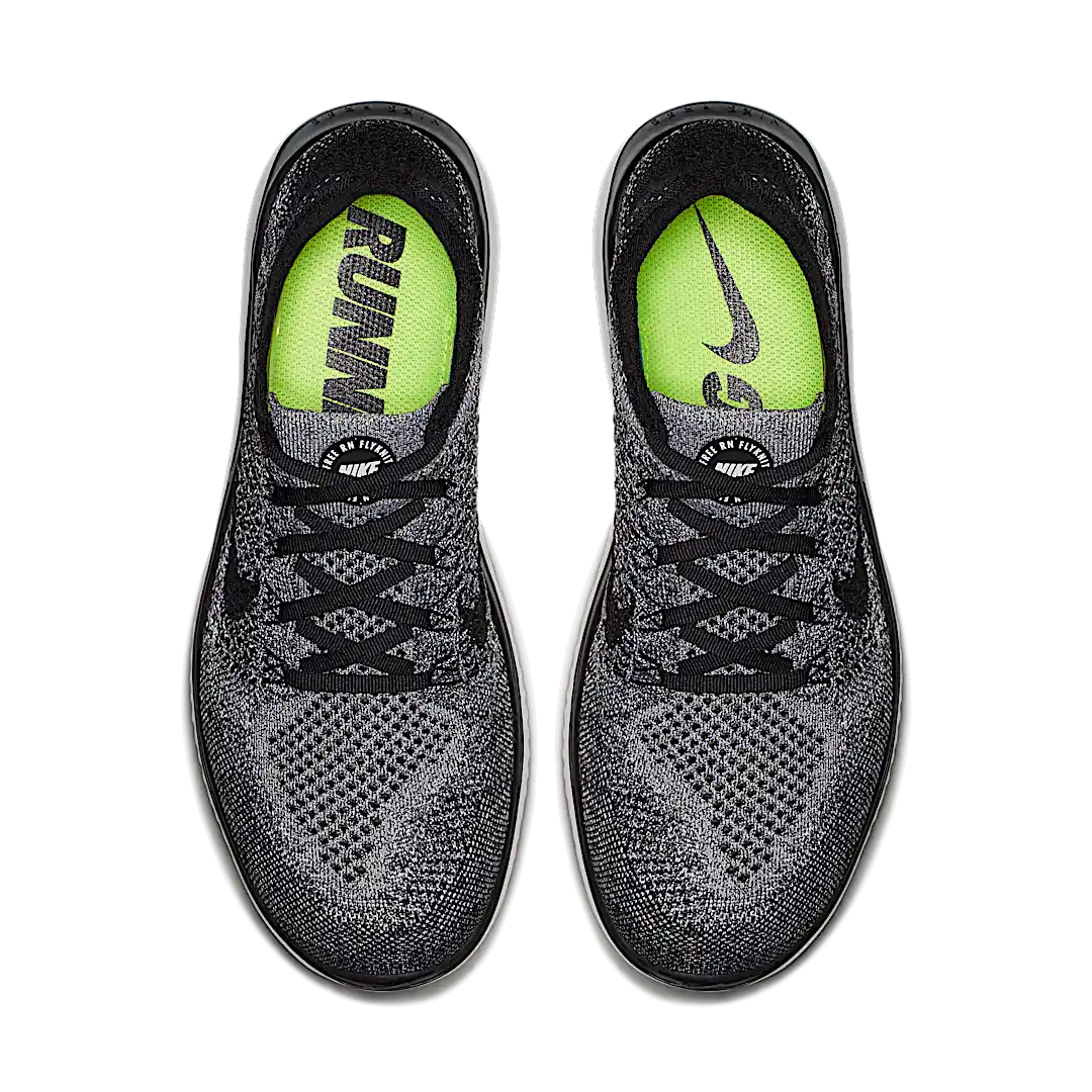 Overkicks - Nike Free RN Flyknit 2018 Black White Ombre (942838-101) - par completo
