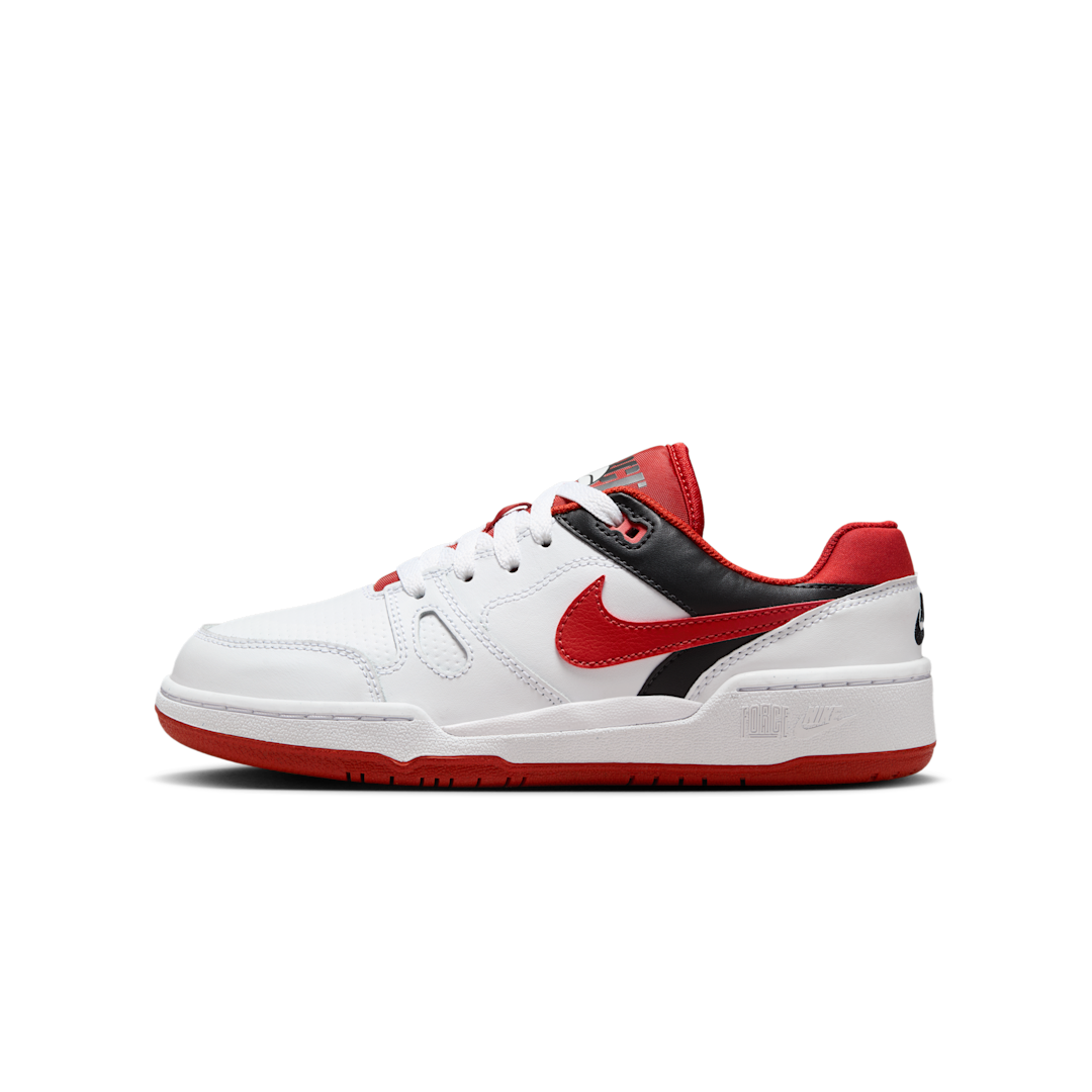 Overkicks - Nike Full Force Low White Black Team Orange Mystic Red (GS) (FV5929-100) - vista lateral
