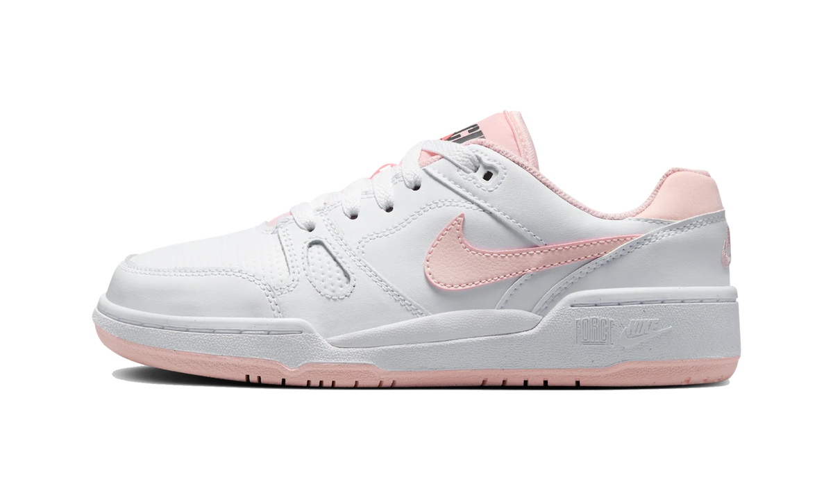 Overkicks - Nike Full Force Low White Bright Mango Black Echo Pink (GS) (FV5929-107) - vista lateral