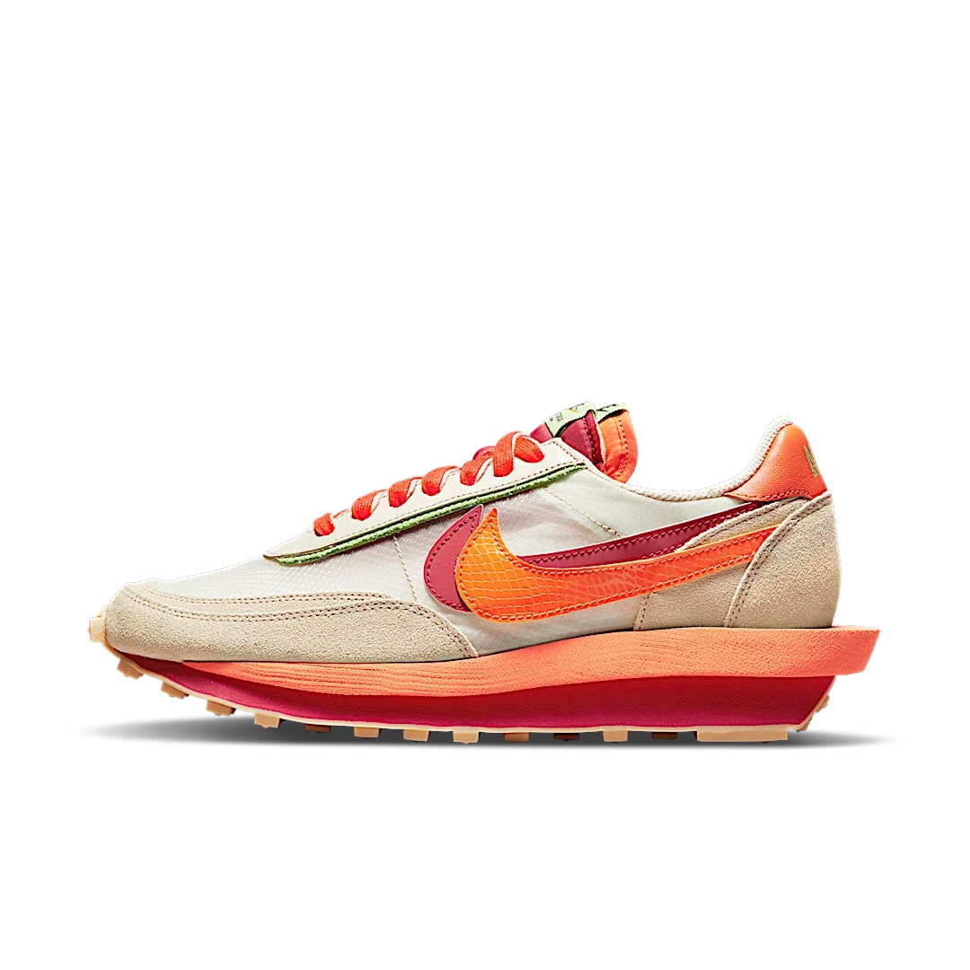 Overkicks - Nike LD Waffle sacai CLOT Kiss of Death Net Orange Blaze (DH1347-100) - vista lateral