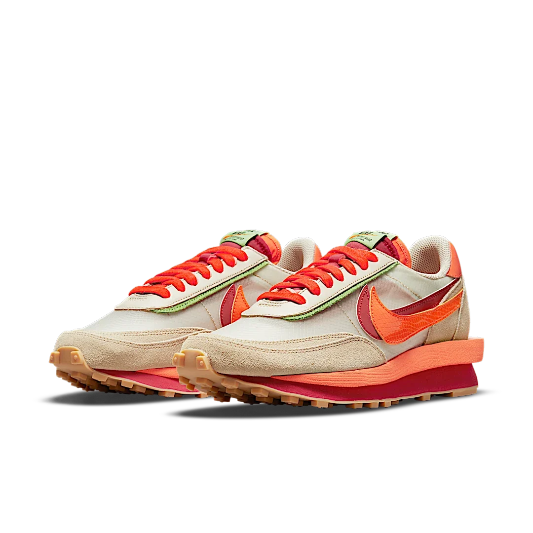 Overkicks - Nike LD Waffle sacai CLOT Kiss of Death Net Orange Blaze (DH1347-100) - vista trasera