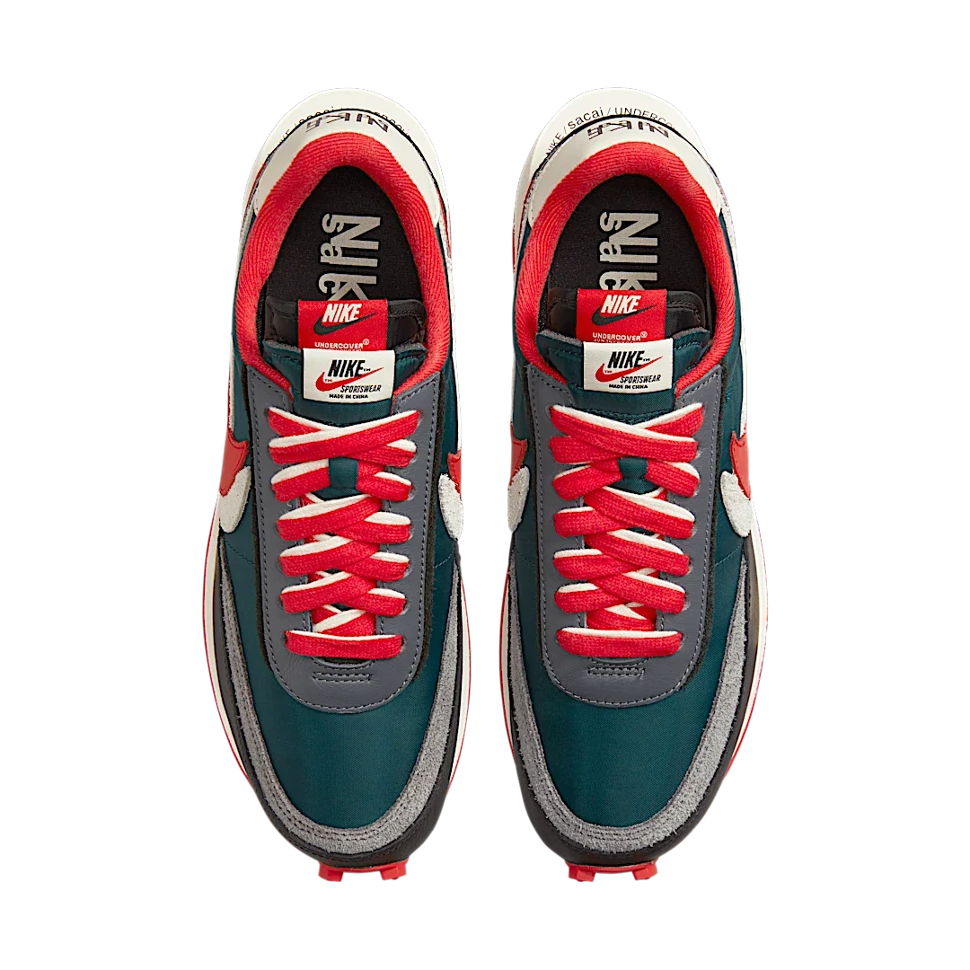 Overkicks - Nike LD Waffle sacai Undercover Midnight Spruce University Red (DJ4877-300) - par completo