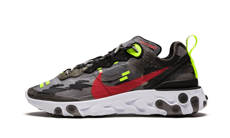 Overkicks - Nike React Element 87 Medium Olive Bright Crimson (CJ4988-200) - vista lateral