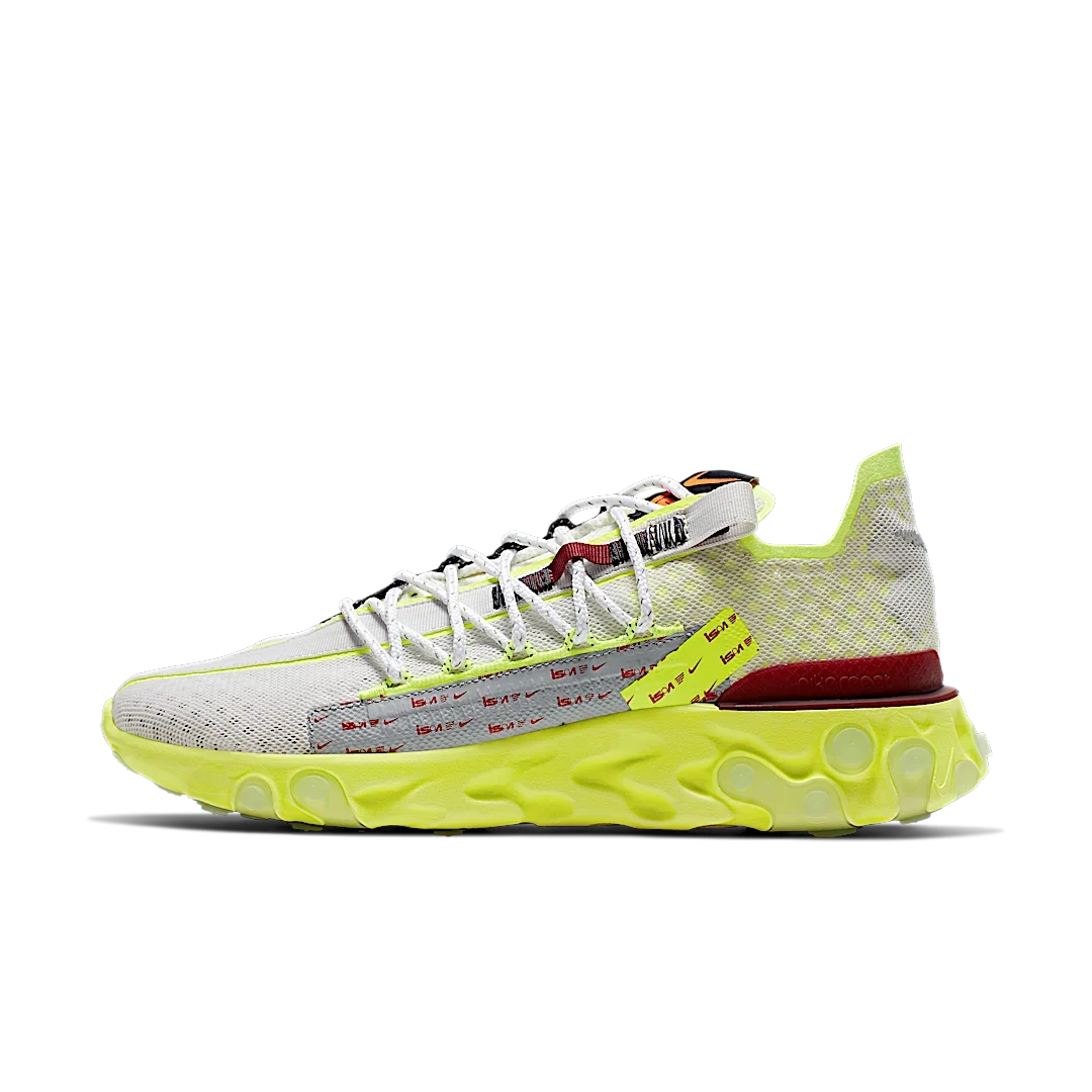 Overkicks - Nike React Runner ISPA Platinum Tint Volt Glow Team Red (CT2692-002) - vista lateral