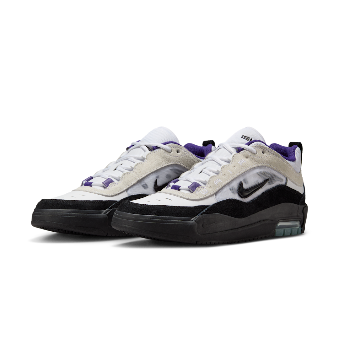 Overkicks - Nike SB Air Max Ishod White Black Court Purple (FB2393-104) - vista trasera