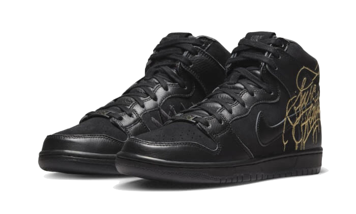 Overkicks - Nike SB Dunk High FAUST Black Gold (DH7755-001) - vista trasera