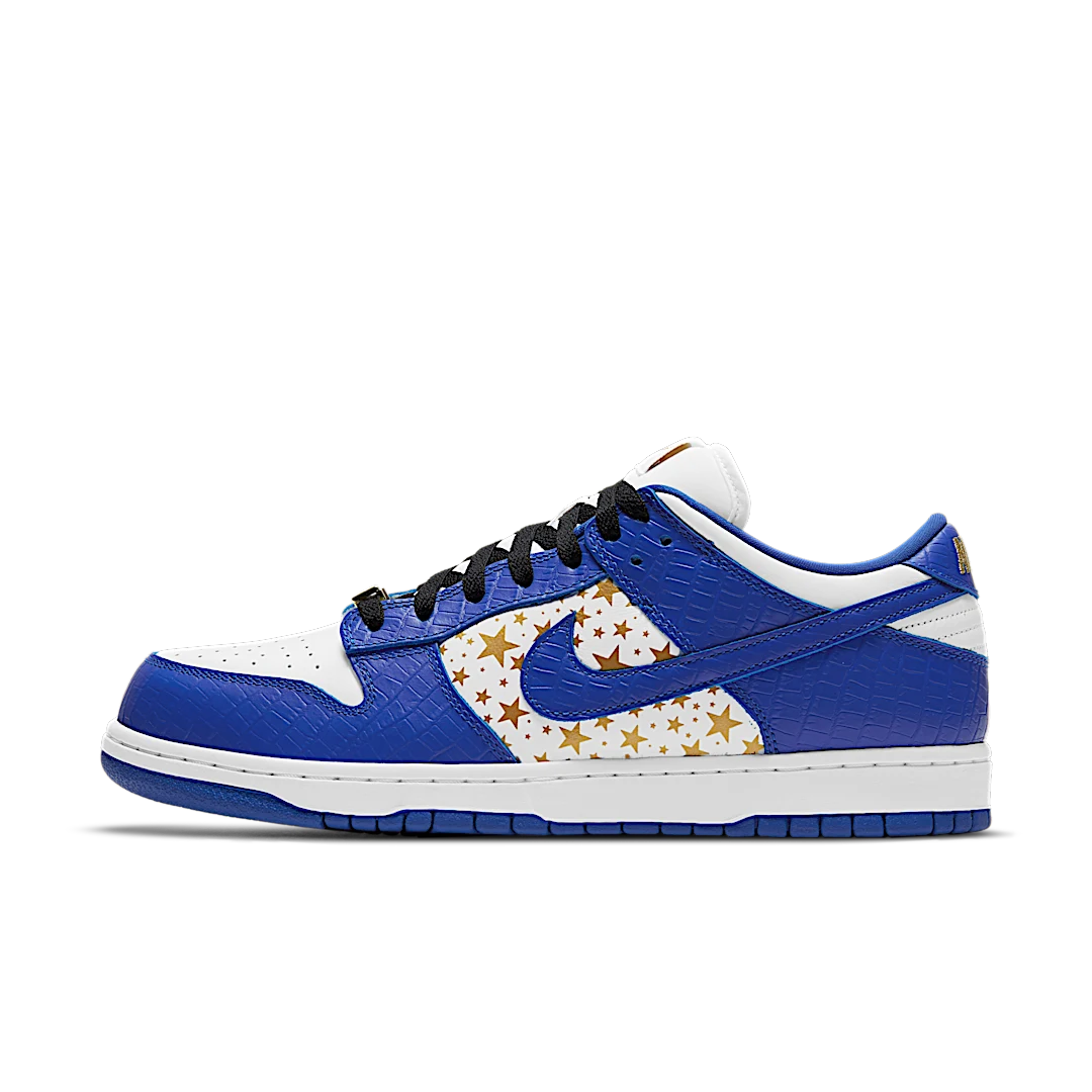 Overkicks - Nike SB Dunk Low Supreme Stars Hyper Royal (2021) (DH3228-100) - vista lateral