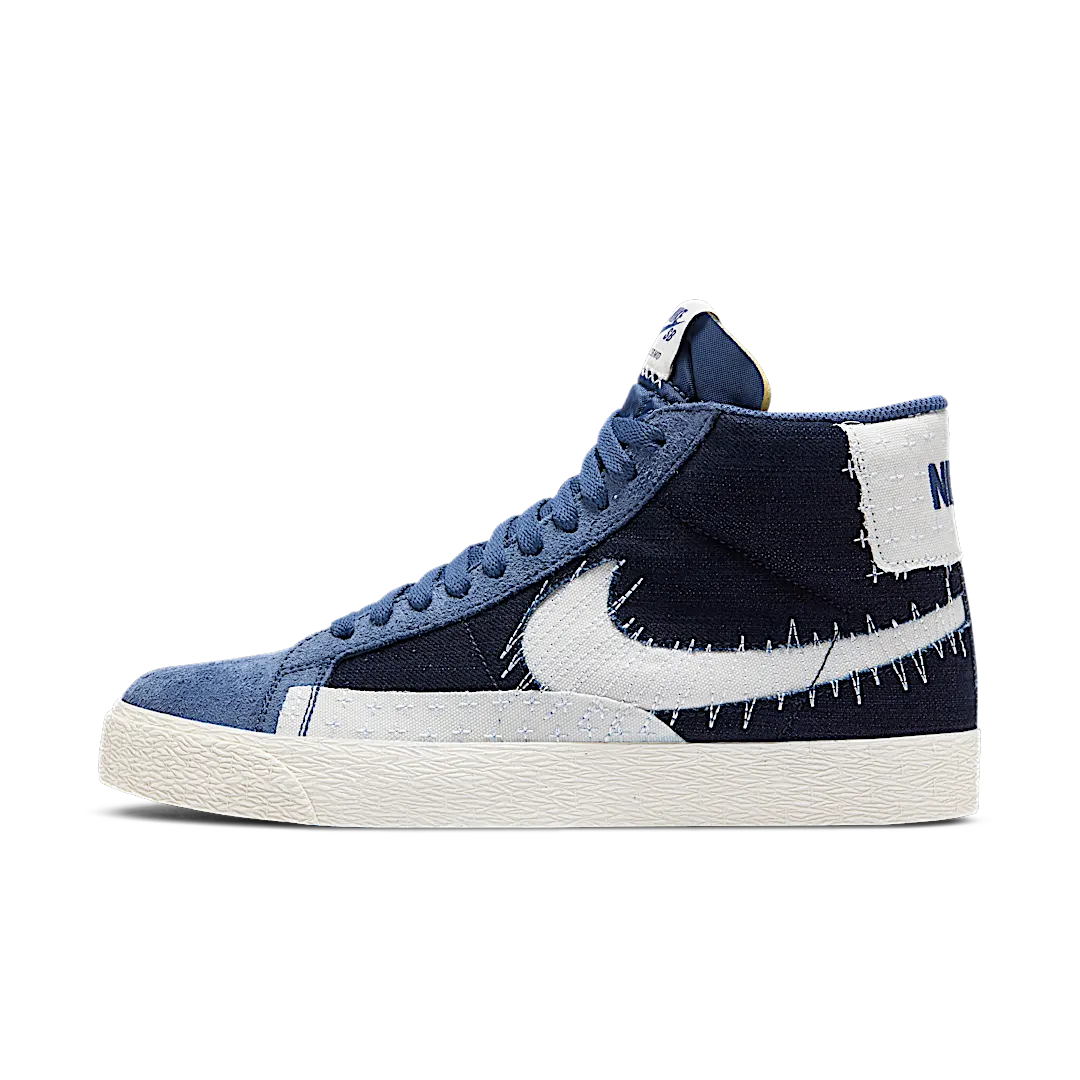 Overkicks - Nike SB Zoom Blazer Mid Sashiko Mystic Navy (CT0715-400) - vista lateral