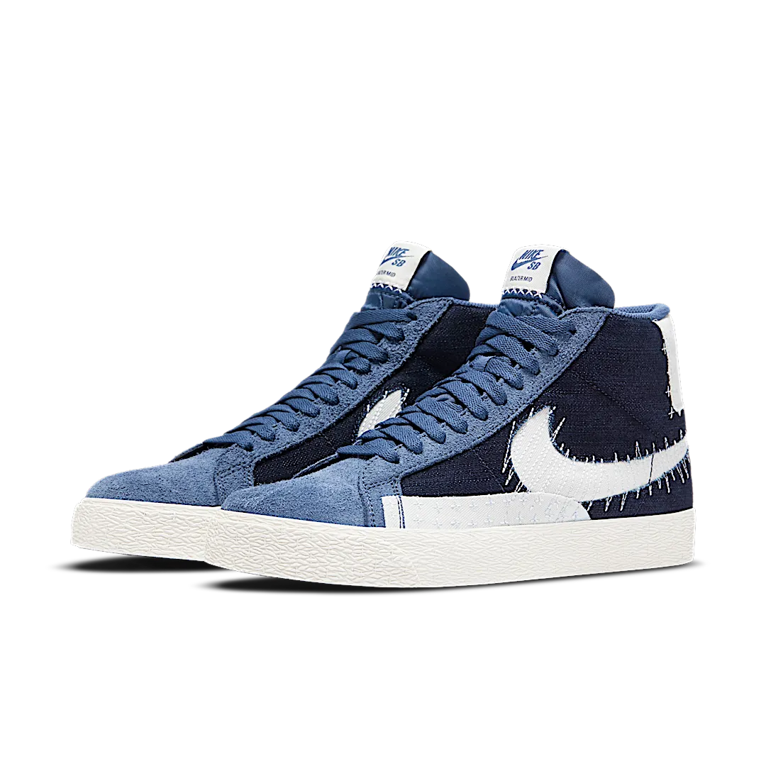 Overkicks - Nike SB Zoom Blazer Mid Sashiko Mystic Navy (CT0715-400) - vista trasera