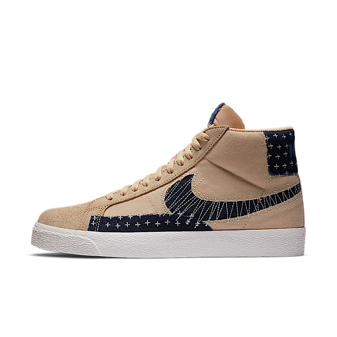 Overkicks - Nike SB Zoom Blazer Mid Sashiko Sesame (CT0715-200) - vista lateral