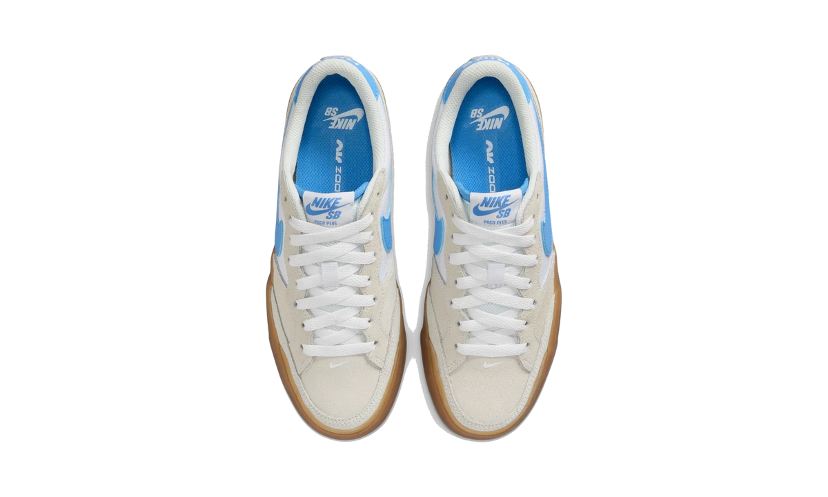 Overkicks - Nike SB Zoom Pogo Plus White University Blue Gum (Womens) (DR9114-100) - vista superior