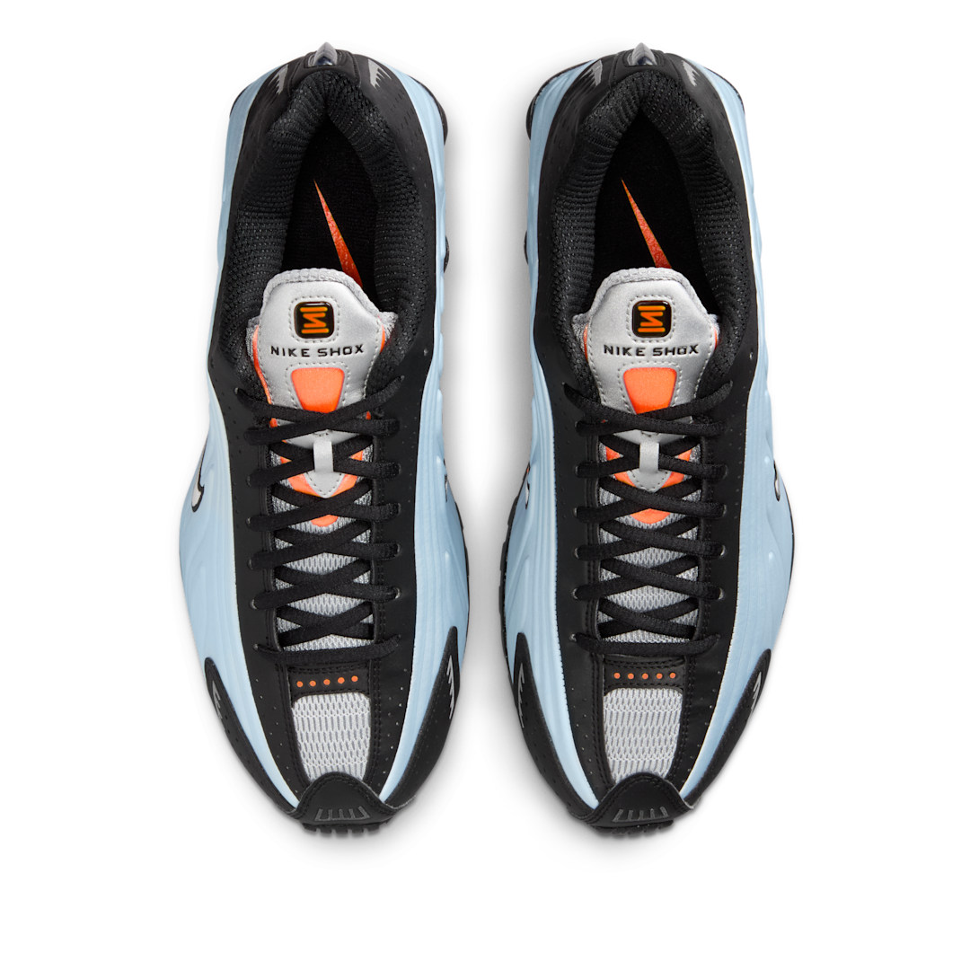 Overkicks - Nike Shox R4 Blue Tint Total Orange Black Metallic Silver (AR3565-401) - par completo