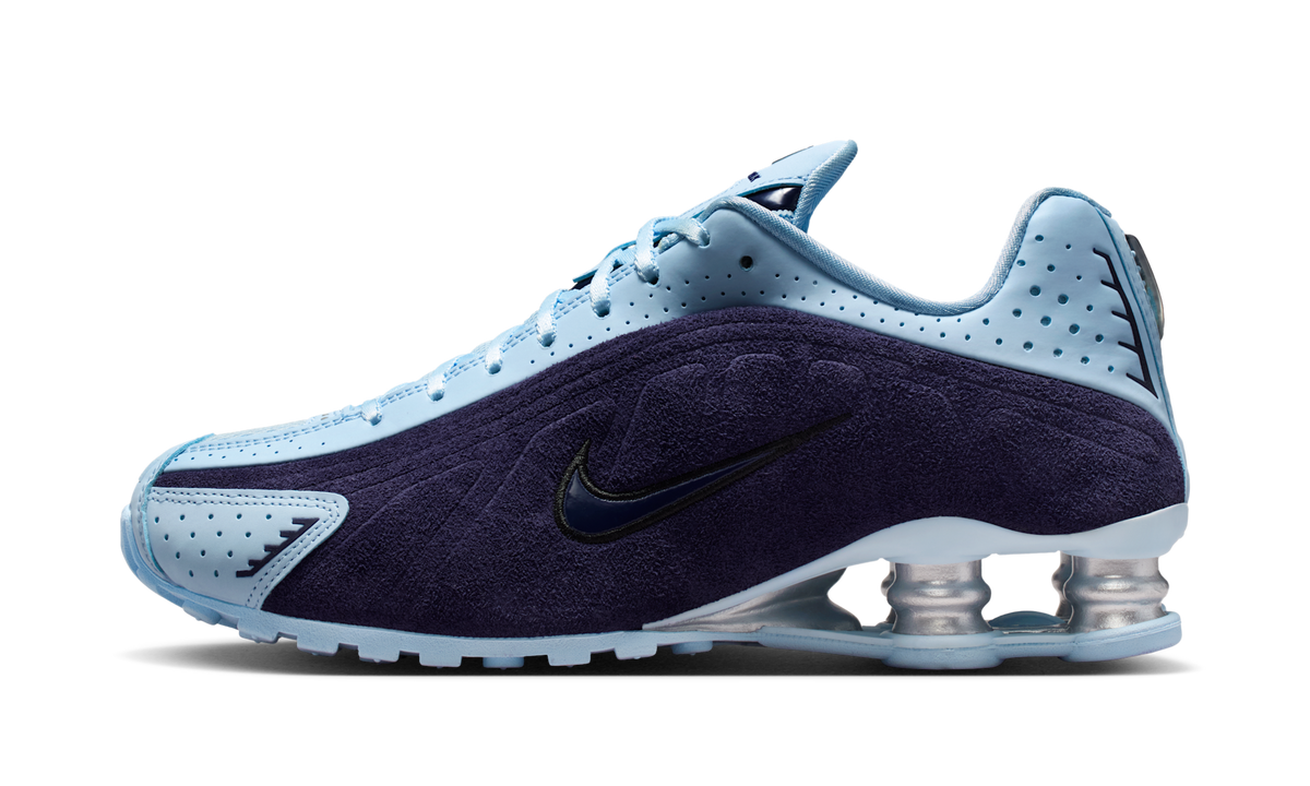 Overkicks - Nike Shox R4 Imperial Purple Celestine Blue (HQ7739-500) - vista lateral