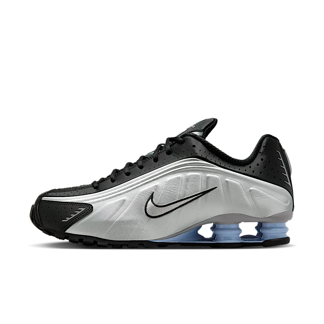 Overkicks - Nike Shox R4 Metallic Silver Black Psychic Blue (HQ1988-004) - vista lateral