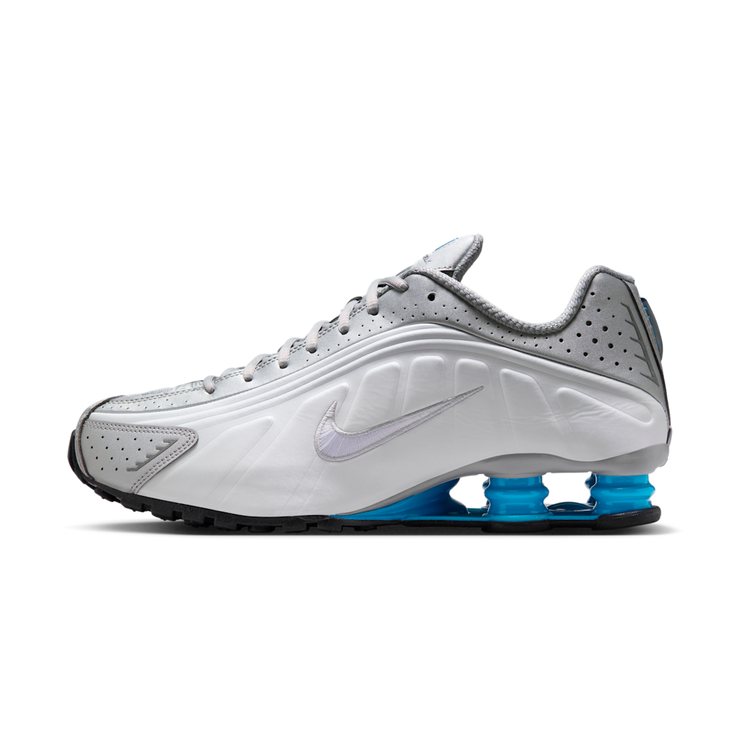 Overkicks - Nike Shox R4 Metallic Silver White Blue Lagoon (HQ1988-005) - vista lateral