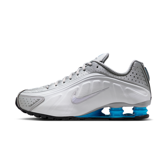 Overkicks - Nike Shox R4 Metallic Silver White Blue Lagoon (HQ1988-005) - vista lateral