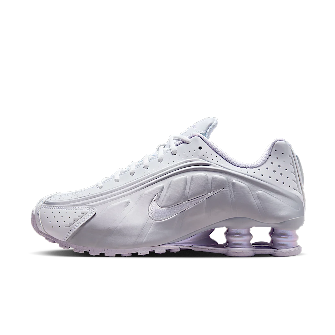 Overkicks - Nike Shox R4 White Metallic Platinum Barely Grape (HF5076-100) - vista lateral