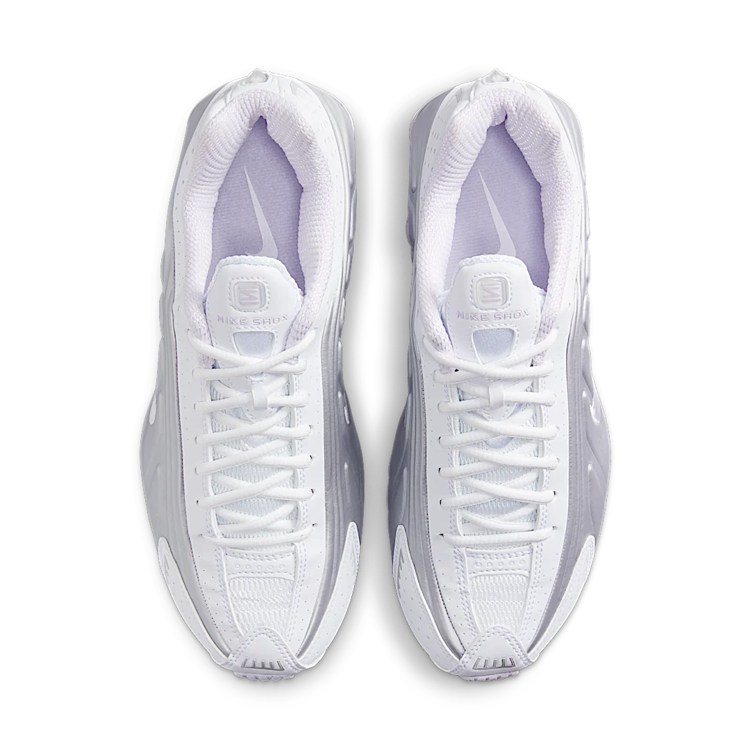 Overkicks - Nike Shox R4 White Metallic Platinum Barely Grape (HF5076-100) - par completo