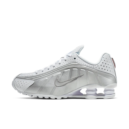 Overkicks - Nike Shox R4 White Metallic Silver (AR3565-101) - vista lateral