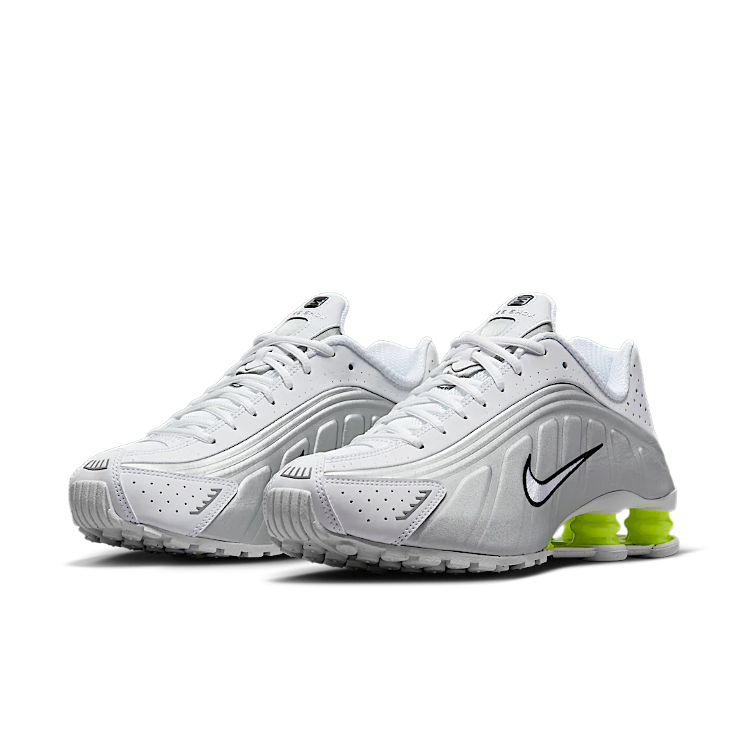 Overkicks - Nike Shox R4 White Metallic Silver Volt (AR3565-102) - vista trasera